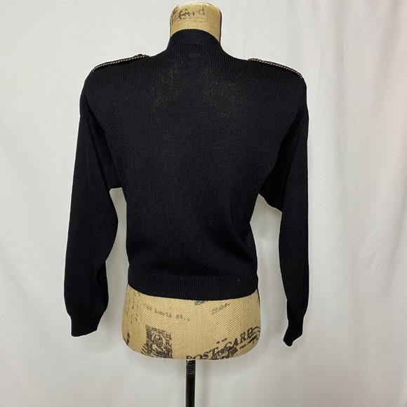 St. John Black Gold Wool Blend Button Up Cardigan Sweater - Picture 6 of 7